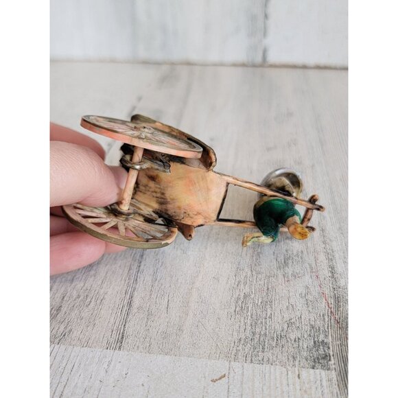 Vintage Japanese rickshaw celluloid pull cart unique home decor figure - Picture 7 of 8